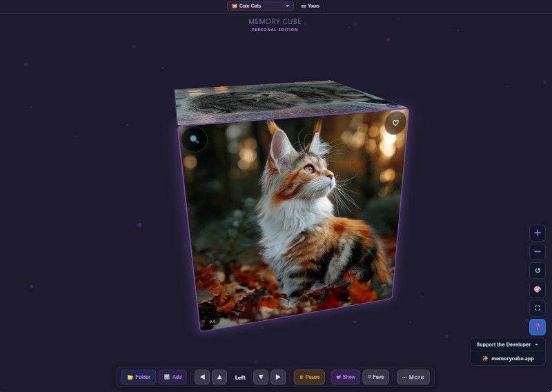 3D Memory Cube displaying photos on each face